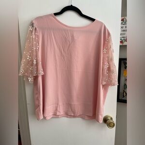 SHEIN Pink Floral Sleeve Blouse